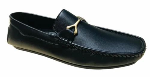 Men Synthetic Leather Loafer Shoes - Size 7, Black, Slip-On | Comfortable, Lightweight, Semi-Round Toe