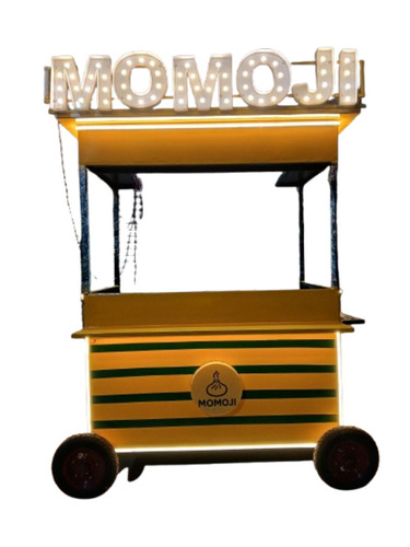 Momos Food Cart - Iron Standard Size, Golden | Durable Stylish Food Stall