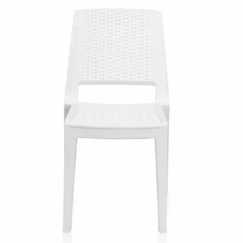 Plastic White Chair - Plastic, Modern Textured Surface, White | Durable, Easy to Clean, Water Resistant, Stackable