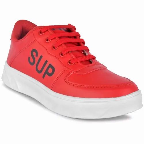 Red Color Men Casual Shoes - Canvas Upper, PVC Sole, Size 6-10 | Comfortable, Lightweight, Modern Design