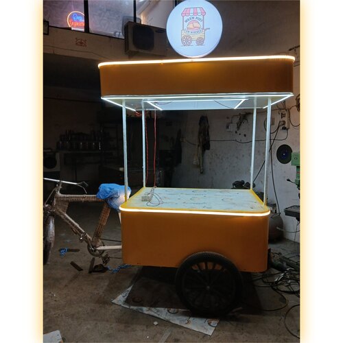 Tricycle Food Cart - Iron, Standard Size, Yellow | Durable, Stylish Food Stall Cart