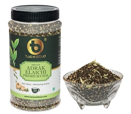 Two A Bud Adrak Elaichi Premium Tea - Dried Black CTC Tea, Caffeine Free, Antioxidant Rich, Floral Aroma