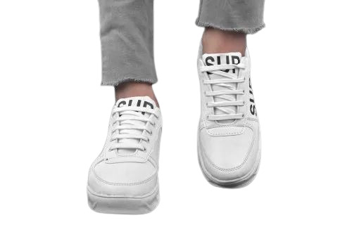 White Color Men Casual Shoes - Canvas Upper, PVC Sole, Size 6-10 | Comfortable, Lightweight, Modern Design, Semi-Round Toe