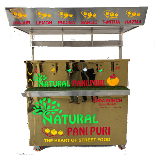 6 Nozzle Fully Automatic Golgappa Cart With Smart Filling Technology - Color: Silver Grey