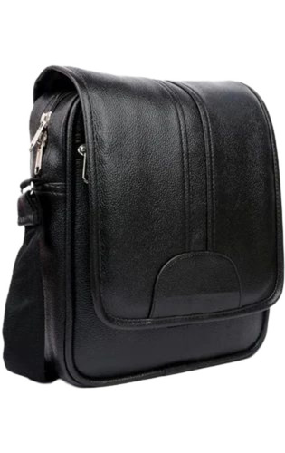 Black Pu Leather Bag - PU Leather, 12x11x3.5 inch, Multiple Colors | Overflap Closure, 2 Compartments, Polished Finish, Water Resistant