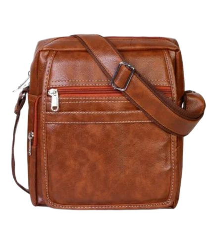 Brown Pu Leather Bag - Pu Leather, 12x14x3 Inch, Multiple Colors | Overflap Closure, Polished Surface, 4 Compartments