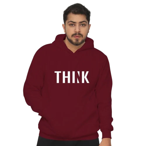Maroon Printed Mens Hoodies