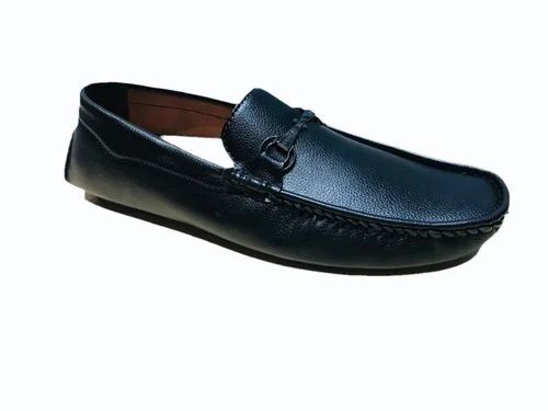 Men Plain Black Synthetic Leather Loafer Shoes