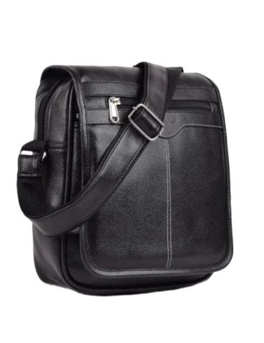 Plain Black Pu Leather Bag - PU Leather, 12x14x3 Inch, Multiple Colors | Soft Texture, Polished Finish, 4 Compartments, Shoulder Style