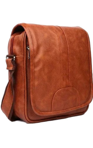 Pu Leather Men Bag - PU Leather, 12x14x3 Inch, Multiple Colors | Zipper Closure, Polished Surface, 2 Compartments