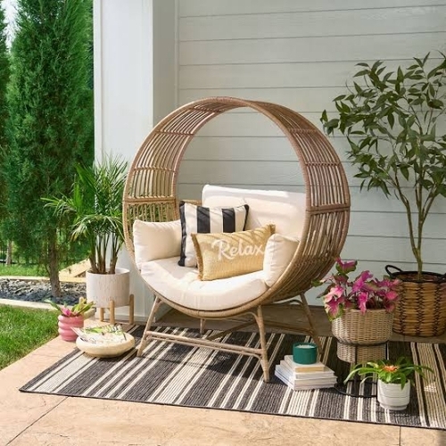 Wicker Outdoor Egg Chair - Assembly: No Assembly Required