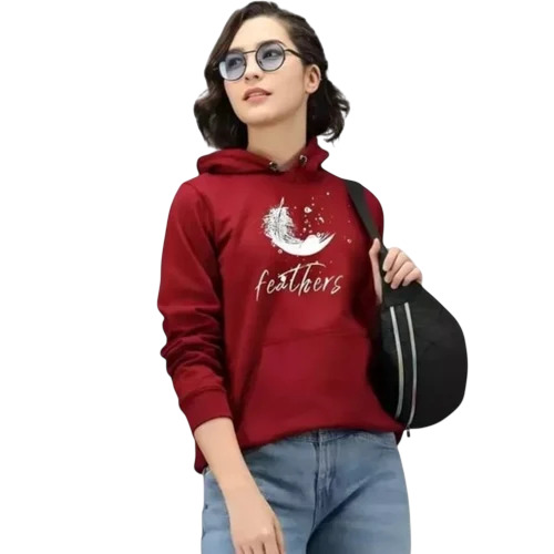 230GSM Maroon Cotton Ladies Hoodie