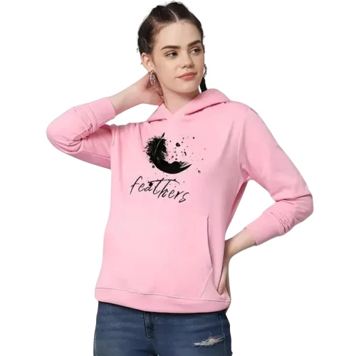 230GSM Pink Cotton Ladies Hoodie