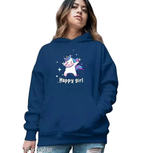 Blue Ladies Printed Cotton Hoodies - Feature: Comfortable To Wear