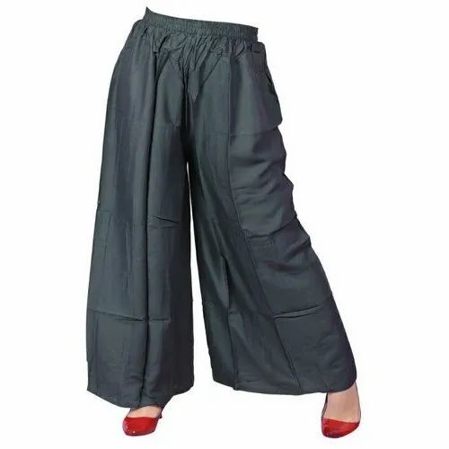 Grey Color Rayon Plain Palazzo - Regular Fit, L-XXL | Lightweight, Breathable, Anti UV, Machine Washable