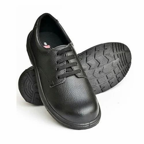Hillson Plain Safety Shoes - Rubber Sole, Size 6-10, Black | Water, Oil, Chemical Resistant, Steel Toe, Lace Closure