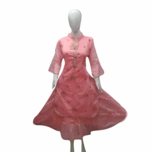 Ladies Pink Rayon Kurtis