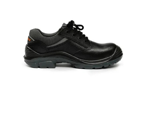 Leather Black Plain Safety Shoes