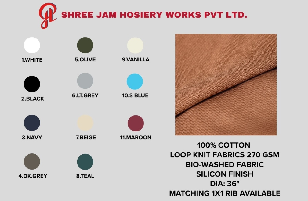Looper 260 - 270 Gsm 100% Cotton - Design: Plain