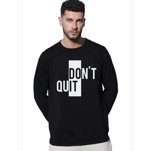 Men Black Printed Cotton Sweatshirt