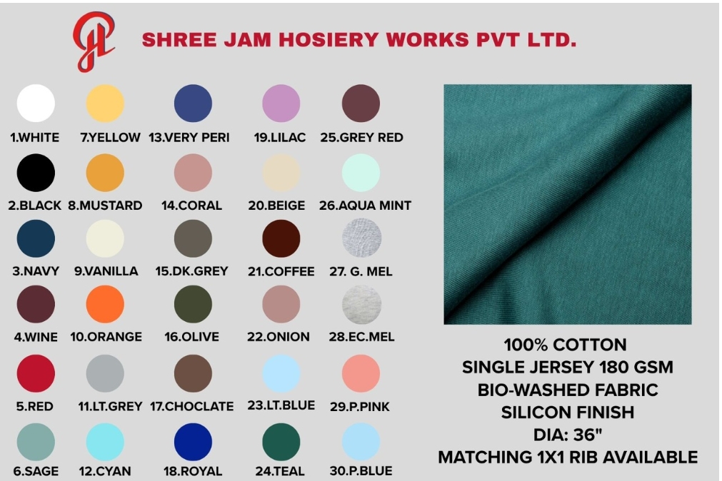 Single Jersey 180 Gsm 100% Cotton Fabric - Material: 100%Cotton