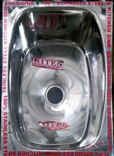 Kites Ss Single Bowl Kitchen Sink - Stainless Steel 18x24 Inches Silver, Polished Glossy Finish, Durable Undermount