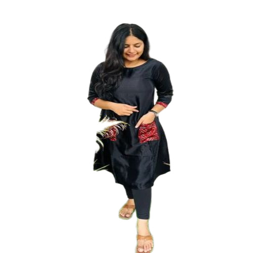 Ladies Black Gajji Silk Kurti