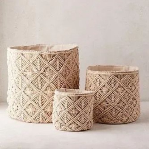 Macrame utility baskets