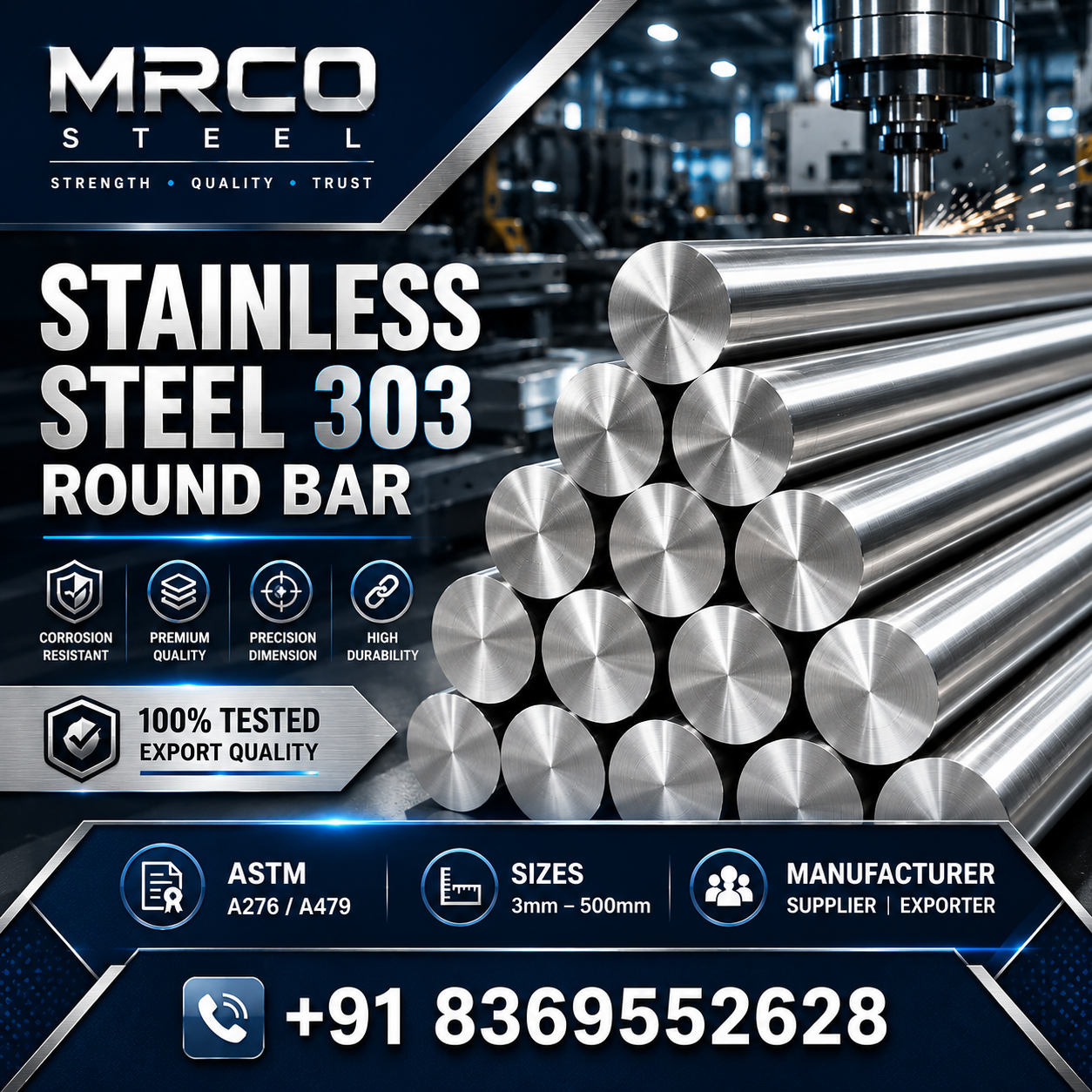 Stainless Steel 303 Round Bar - Application: Industrial