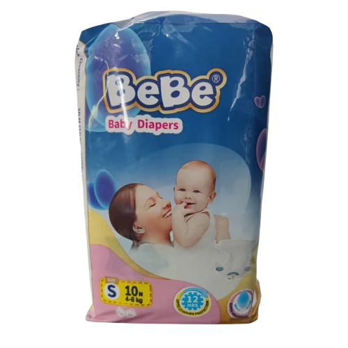 Bebe Baby Diapers - Non Woven Fabric, Size S, White | Soft Comfort, Leak Resistant Cuff Guards, High Absorbency