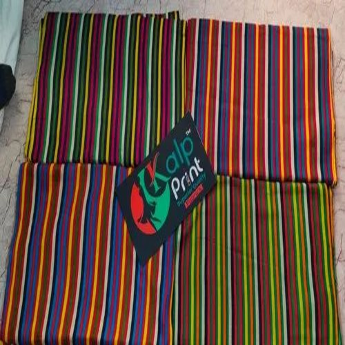 Cotton Cambric Strip Print Fabric - Plain Weave, Multicolor Stripes | Smooth Cotton, Handwash, Garment Use, Summers & Winters