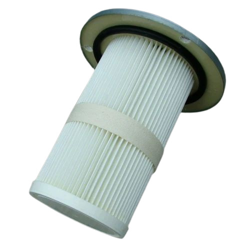 Dust Collection Filter Cartridge - Polypropylene, Round, White | Manual Operation, 99.9% Efficiency, 80 DegreeC