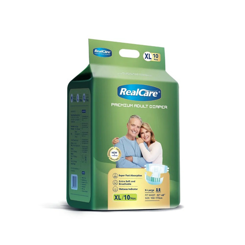 XL Size Premium Adult Diaper - White, XL | High Absorption, Leak Resistant, Comfortable Secure Fit