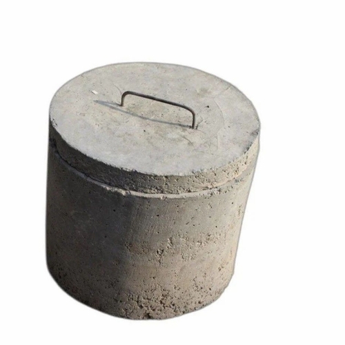 50mm Round RCC Earth Pit Chamber - Concrete, Gray | Drainage Application, Lock Included