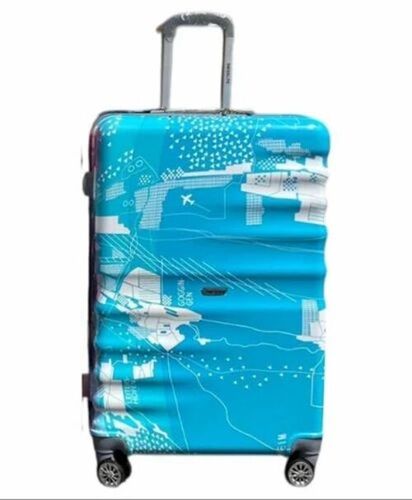 Blue Printed Luggage Trolley Bag