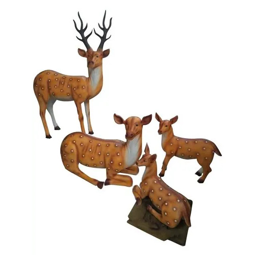 Frp Deer Statue Set - Handcrafted FRP, Brown, Floor Standing | Durable, Weather-Resistant, Indoor Outdoor Decoration