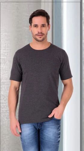 Gray Plain Round Neck T Shirt