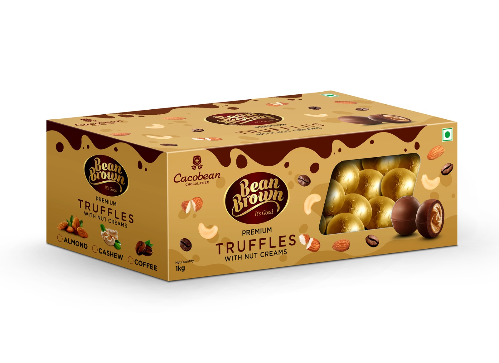25mm Bean Brown Almond Truffle Chocolate Foil B 1Kg