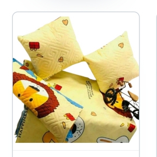 Yellow Printed Bedsheets With Cushion
