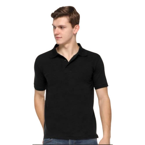 Black Cotton Men T Shirt