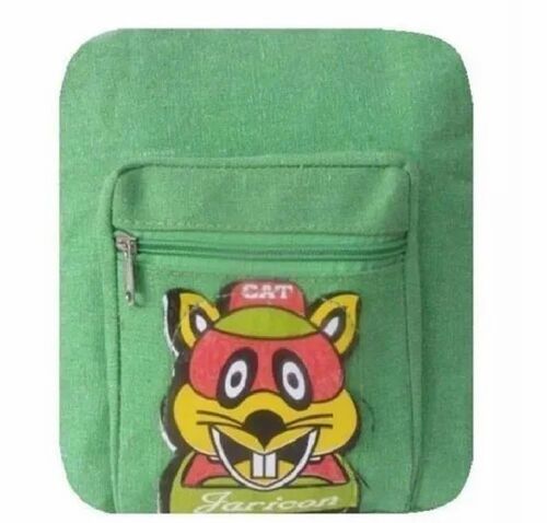 Green Kids School Bag - Nylon Standard Size, Green | Modern Design, Moisture Proof, Zipper Top Handle