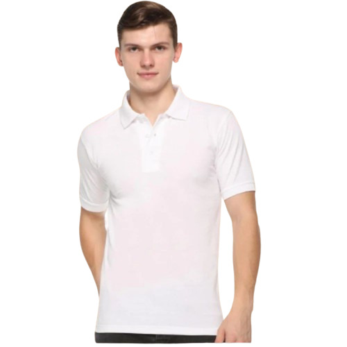 White Cotton Men T Shirt - Cotton, All Size, White | Polo Collar, Classic Design, Comfortable, Skin Friendly