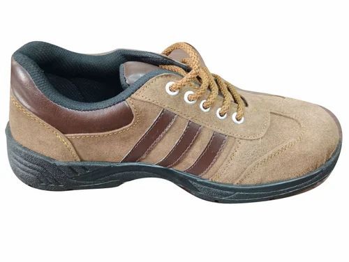 Brown Color Leather Sport Safety Shoes - Leather, Size 8, Brown, Lace Closure | Water Resistant, Oil Resistant, Chemical Resistant, Anti-Static Toe