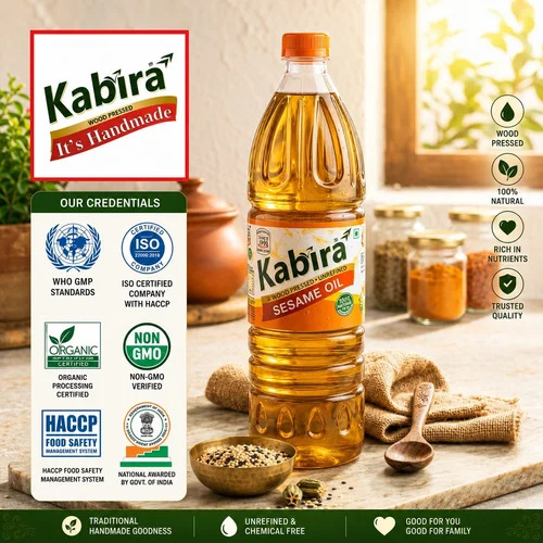 Cold Pressed Sesame Oil - 1 Litre, Common Cultivation, Grade A | Unrefined, Chemical Free, Cooking Use