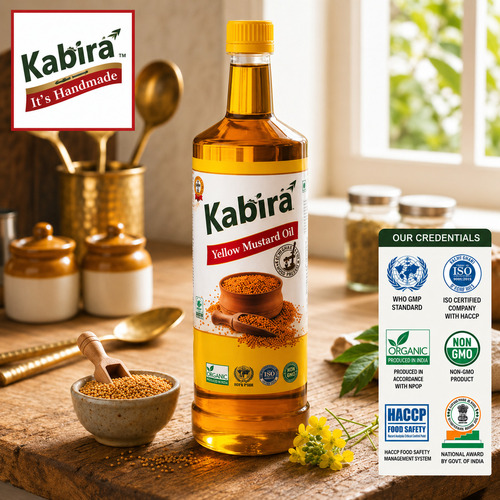 Kabira Yellow Mustard Oil - Cold Pressed, 1 L Bottle, Yellow Mustard | Edible Grade, 12 Months Shelf Life, Cooking Use