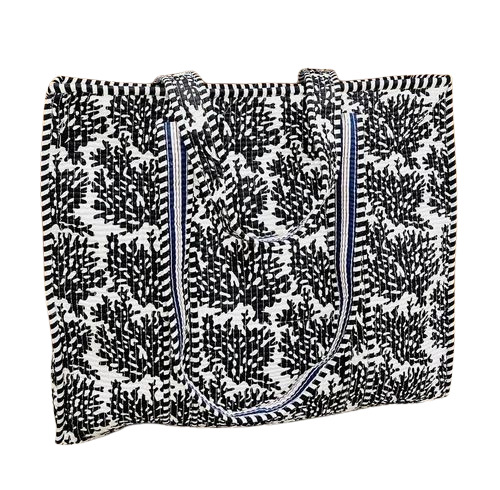 Quilted Cotton Tote Bag - Cotton Fabric 16"x16" Multi Color, Customized Design, Zipper Closure, Handles
