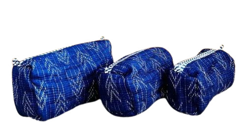 Zipper Block Printed Cotton Quilted Tote Bags
