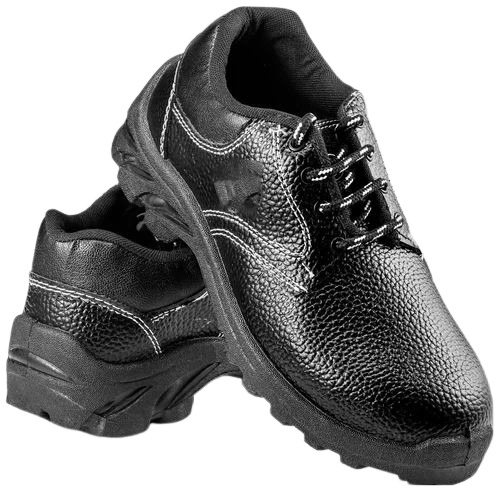 Black Construction Leather Safety Shoes