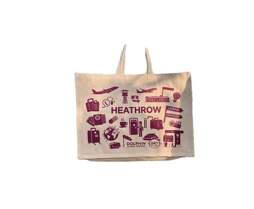 Heathrow Travel Cotton Laminated Tote Bag Multipurpose Bag