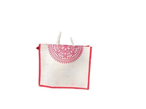 Red And White Jute Bag